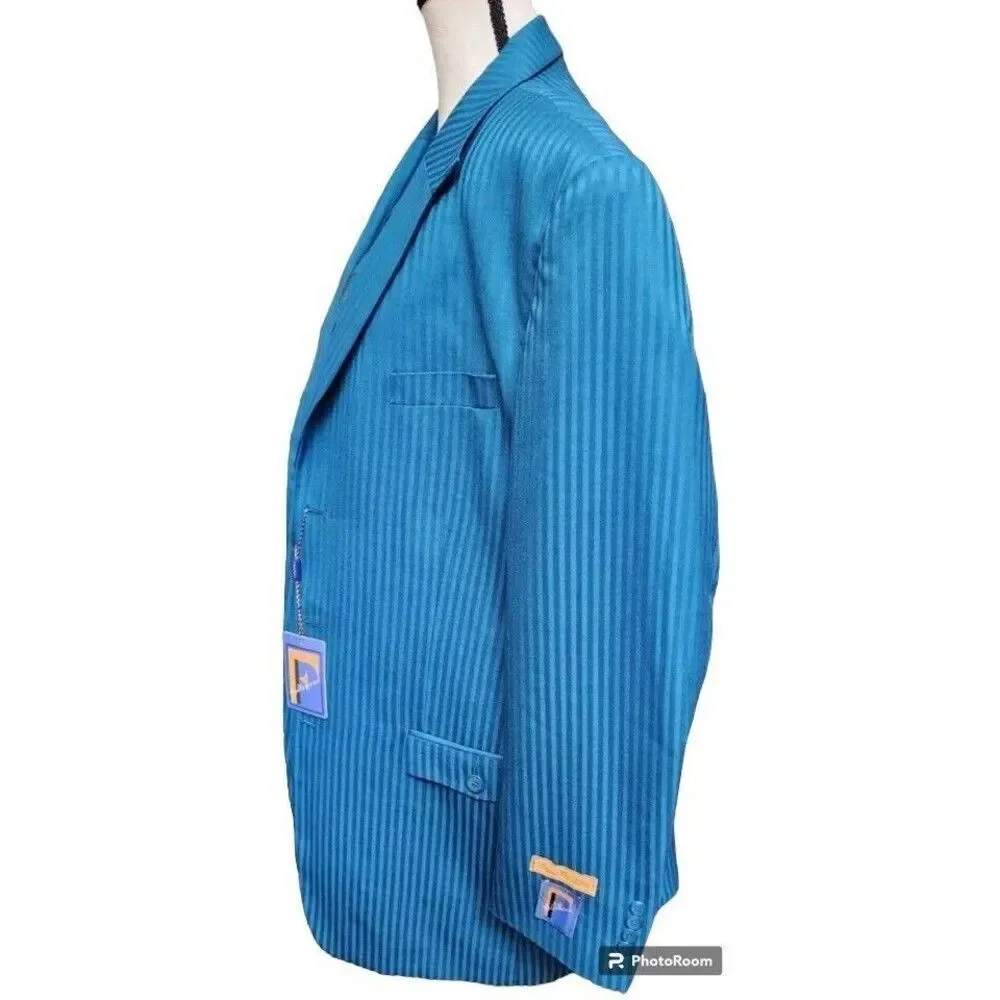 Ferera Teal Green 3 Piece Suit Mens Size 42L NEW Dapper Gentleman
